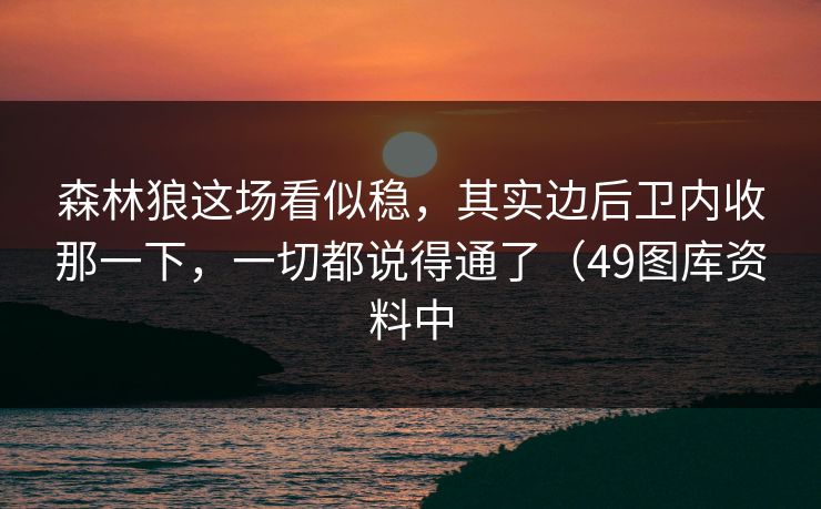森林狼这场看似稳，其实边后卫内收那一下，一切都说得通了（49图库资料中