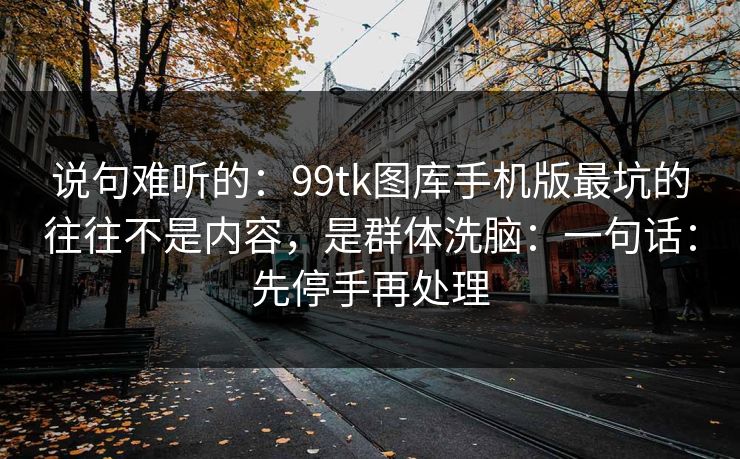 说句难听的：99tk图库手机版最坑的往往不是内容，是群体洗脑：一句话：先停手再处理