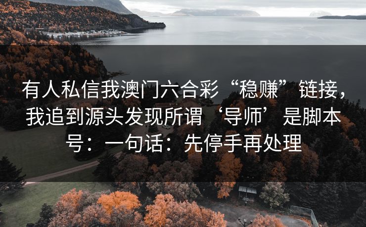 有人私信我澳门六合彩“稳赚”链接，我追到源头发现所谓‘导师’是脚本号：一句话：先停手再处理