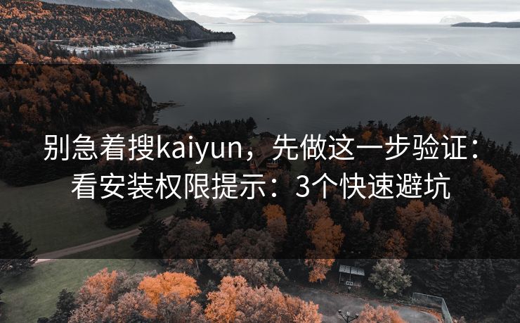 别急着搜kaiyun，先做这一步验证：看安装权限提示：3个快速避坑