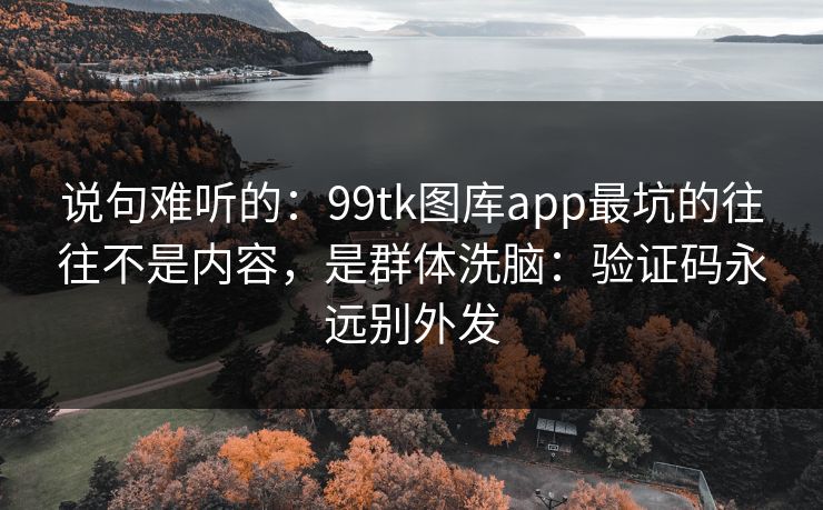 说句难听的：99tk图库app最坑的往往不是内容，是群体洗脑：验证码永远别外发