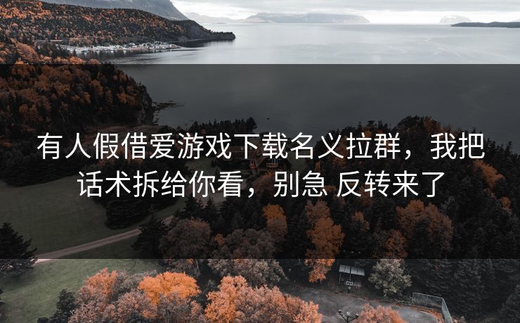 详细阅读:有人假借爱游戏下载名义拉群,我把话术拆给你看,别急 反转来了 有人假借爱游戏下载名义拉群,我把话术拆给你看,别急 反转来了