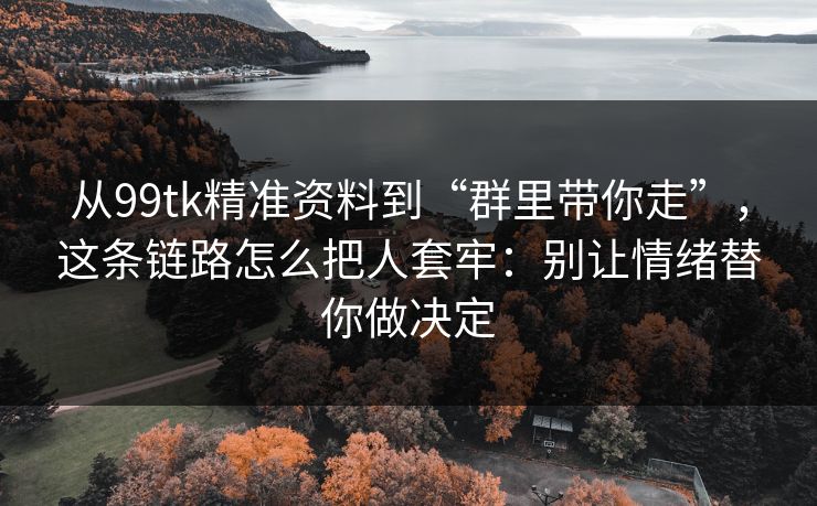 详细阅读:从99tk精准资料到“群里带你走”,这条链路怎么把人套牢:别让情绪替你做决定 从99tk精准资料到“群里带你走”,这条链路怎么把人套牢:别让情绪替你做决定